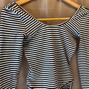 American Apparel Long Sleeve Striped Bodysuit